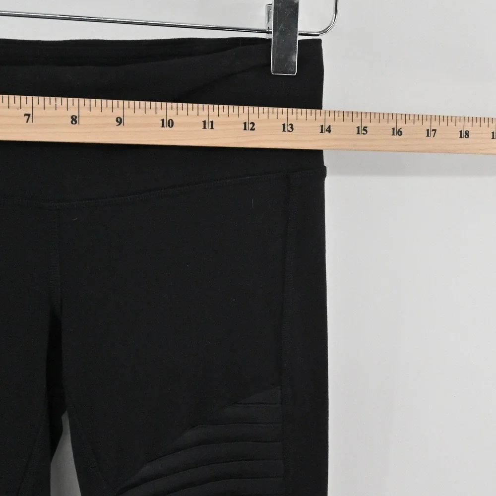 Alo Yoga Moto Leggings Womens Size XS Black Ribbed Mesh Athleisure Yoga Workout